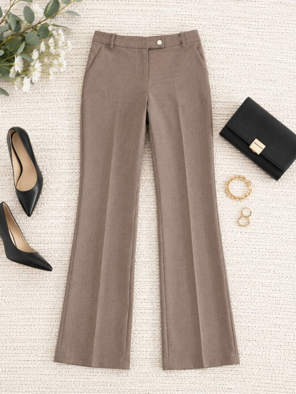 Calvin Klein Heather Taupe Modern Fit Trousers Size 16 NWT